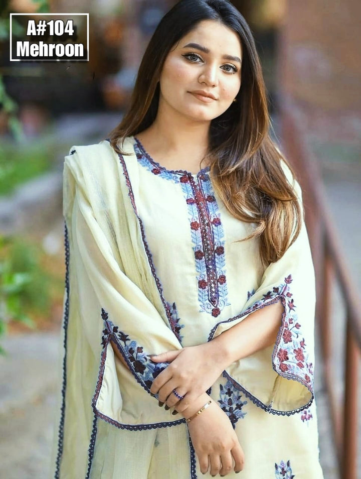 Real Model Shoot LACE WORK ON NECK BAZO AND DAMAN ( Stitched )