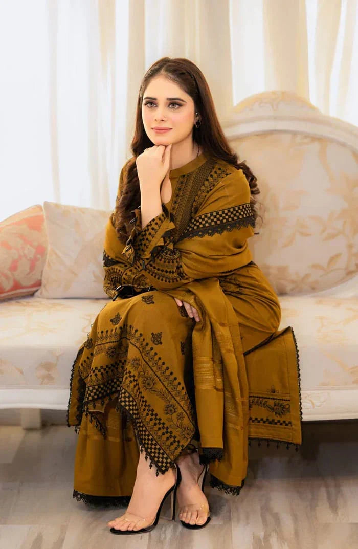Dhanak-3PC Embroidered Shirt with Dhanak Embroidered Dupatta